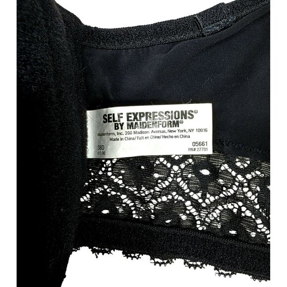 Maidenform Black Strapless Bra 38D Underwire Padded Lace Sexy Intimate Lingerie - Picture 5 of 8